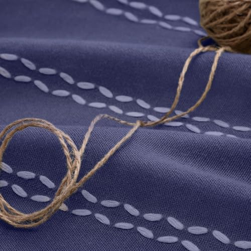 Navy Blue 100% Boho Blackout Curtains 2 Panels 52W X 82L (Navy Blue / 52"W x 82"L (Pack of 2))
