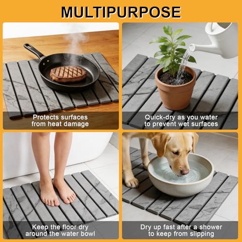 Stone Dish Drying Mat for Kitchen Counter (Dark Gray / 24" x 16")