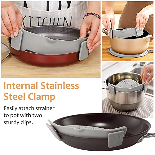Clip on Strainer for All Pots Pan (Gray)