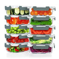 10 PACK 22 OZ Glass Meal Prep Containers Set with Lids (Grey)