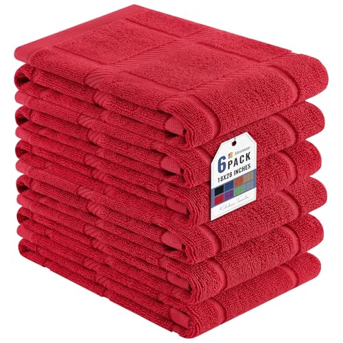 100% Cotton Kitchen Towels 18"x28" (Red / 18 x 28 - 6 Pack)