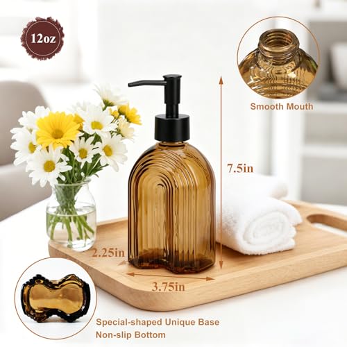 Black Pump Glass Soap Dispenser (Amber R)