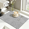 Geometric Dish Drying Mat (Geometric-Black / 12" X 20")