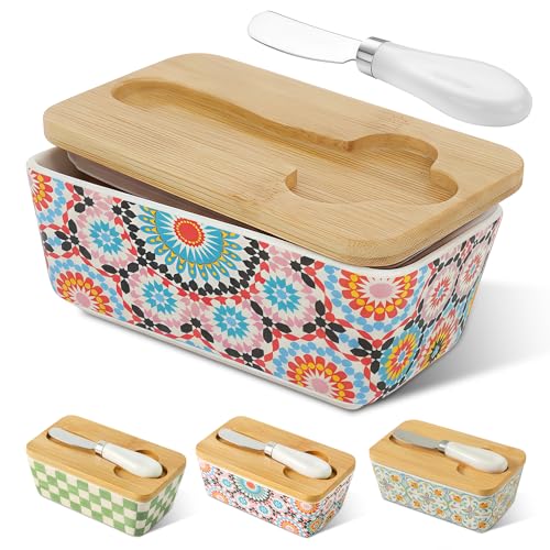 Vintage Ceramic Butter Dish with Lid (Retro-Standard size)