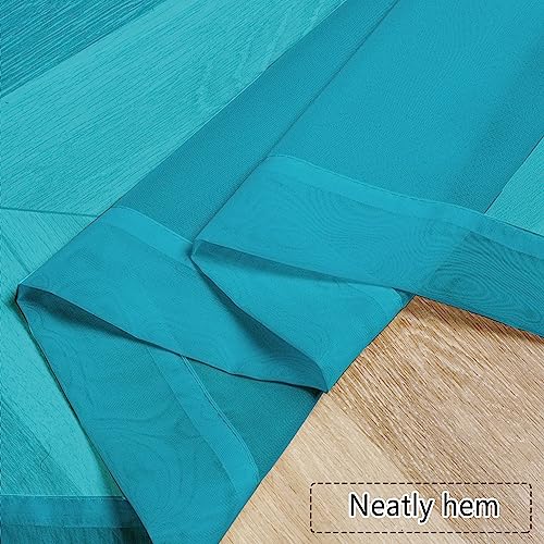 Sheer Valances for Windows 2 Pieces (Turquoise / 42"W x 14"L (Pack of 2))