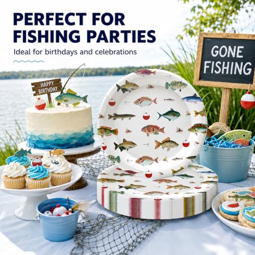 50 Pack Gone Fishing Paper Plates