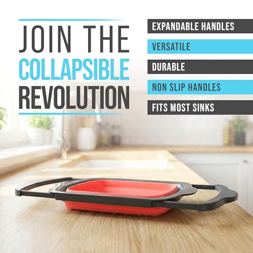 Coral XL Collapsible Silicone Over Sink Colander (Coral)