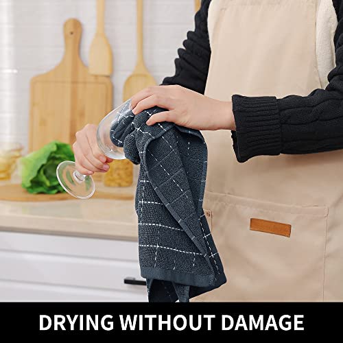 100% Cotton Terry Kitchen Towels (Dark Grey / 13 X 28 - 4 Pack)