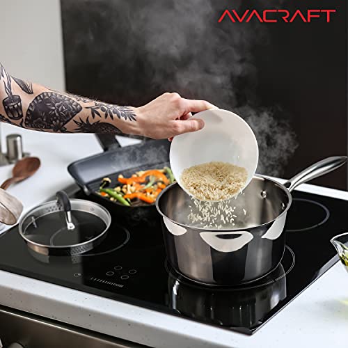 3.5 Quart Stainless Steel Saucepan with Glass Strainer Lid (3.5 Quarts)