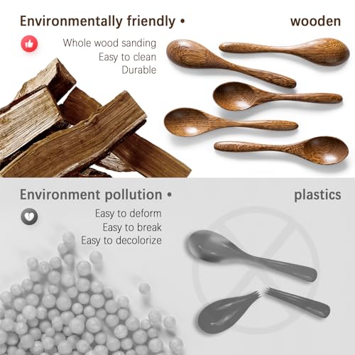 Small Wooden Spoons for Eating (Padauk Black-Brown)