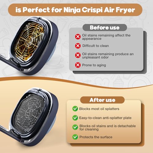 2 PCS Silicone Splatter Shields for Ninja Crispi Pro AS101CY (Black)