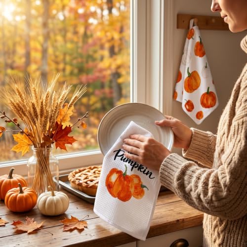 Fall Kitchen Towels Decorations for Home (Orange)