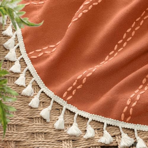 Burnt Orange 100% Boho Blackout Curtains 84 Inch 2 Panels (Burnt Orange / 52"W x 84"L (Pack of 2))
