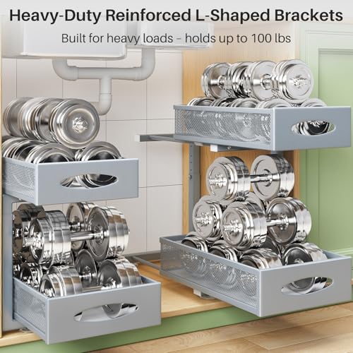 2 Pack Under Sink Organizer (Grey / 2 Pack)