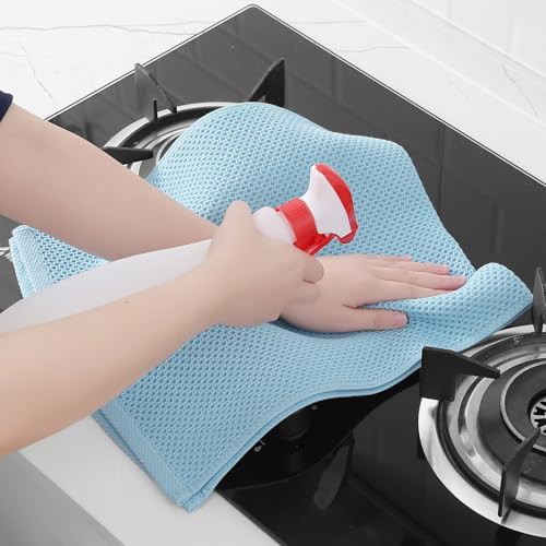 100% Cotton Waffle Weave Kitchen Dish Towels 6 (Sky Blue / 13 X 28 - 6 Pack)