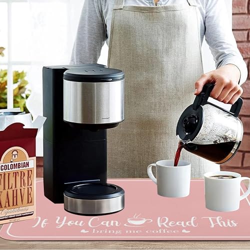 Coffee Bar Mat for Countertops 19inx12in (Pink / 19" x 12")