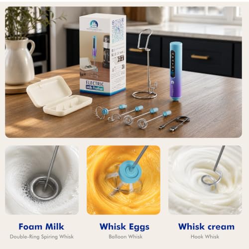 Rechargeable Milk Frother with Stand (Northern Lights)