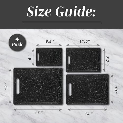 Non Slip Cutting Board Set (4 Cutting Boards / Black)