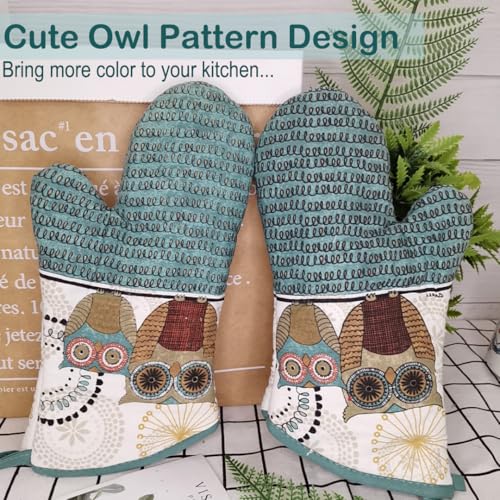 Oven Mitts and Pot Holders Sets (Green Owl)