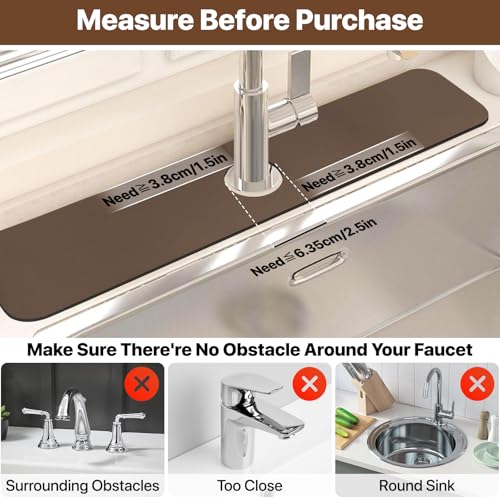 Dish Drying Mat + Faucet Mat for Kitchen Sink (Brown / 19" x 12" + 24" x 5.5")