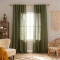 96 Inches Semi Sheer Sliding Door Curtains Farmhouse Light Filtering Window Curtain Drapes for Patio Living Room (50"W x 96"L (Pack of 2) / Olive Green-new)