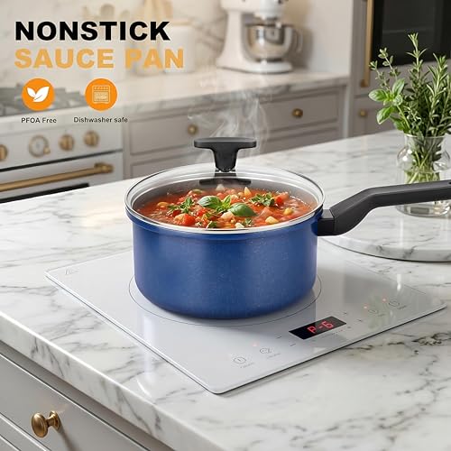 Nonstick Sauce Pan with Lid (Blue / 1.5 Quarts)