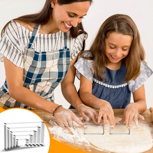 Rectangle Cookie Cutters Egg Biscuit for Kids DIY School Lunchbox Bento Box Fruit Vegetable Sandwich Cutters for Baking Party Christmas Holiday (Rectangle 5pcs)