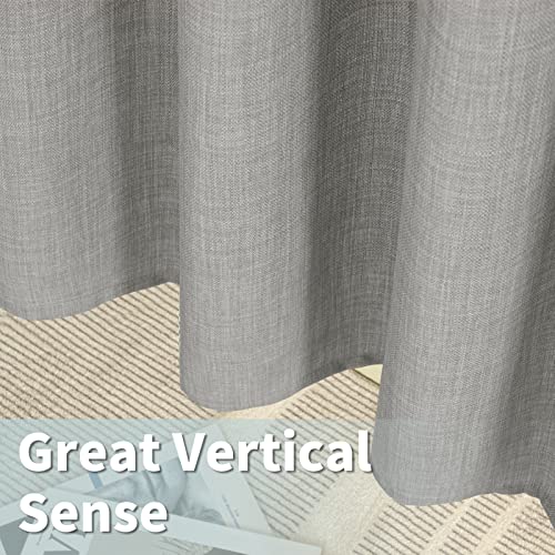 Natural Grey Linen Curtains for Bedroom 84 Inch Length 2 Panels (52"W x 84"L (Pack of 2) / Silver Grommet-grey)