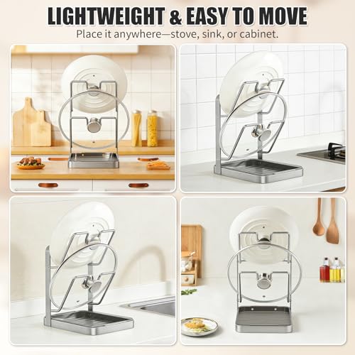 304 Stainless Steel Pot Lid Holder with Drip Tray