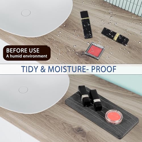 2PCS Water Absorbing Stone Tray (2pcs 21×10cm Dark Gray Wave)