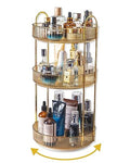 360 Rotating Makeup Organizer for Vanity (Gold / 3 Tier)