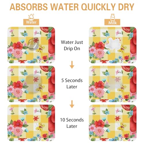 Kitchen Countertop Dish Drying Mat (Flower-2-1 / 19" x 12")