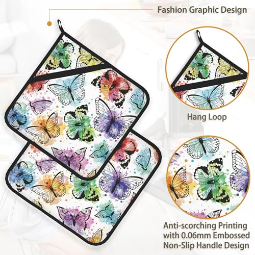 Butterfly Color Pot Holder Set of 2 (Butterfly Color)