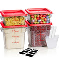 2QT&4QT 4PCS NSF Commercial Clear Food Storage Containers with Lids (A1-2QT&4QT-RED)