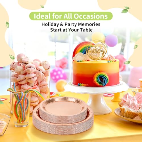 Rose Gold Paper Plates (Rose Gold / 50 Count (25-9" & 25-7"))