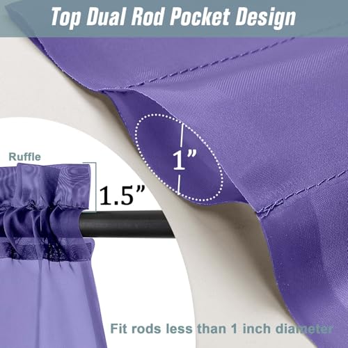 Purple Sheer Curtains Tier 30 Inches Length 2 Panels Set (42"W x 30"L (Pack of 2) / Purple)