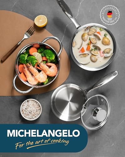 Stainless Steel Saucepans with Steamer 5Pcs (1QT+2QT)