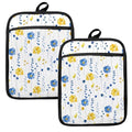 Blue and Yellow Floral Oven Mitts Set (Haodh-7)