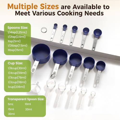 16PCS Measuring Cups and Spoons Set (Blue)