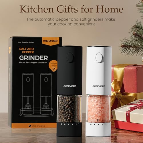 Electric Salt and Pepper Grinder Set (Black/White)