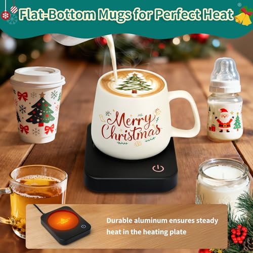 Coffee Mug Warmer with Auto Shut Off & 3 Temp Settings (Black Xmas)