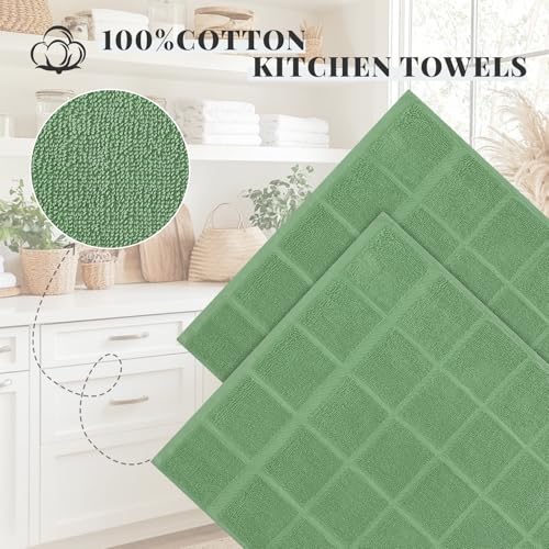 100% Cotton Kitchen Towels 18"x28" (Grass Green / 18 x 28 - 6 Pack)