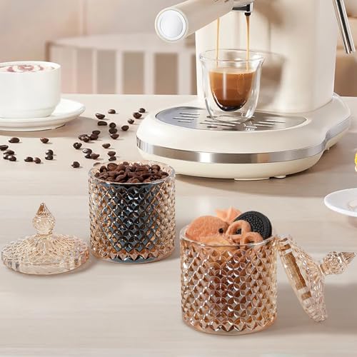 2 Pack Qtip Holder Apothecary Jars with Lid (10 oz (2 pack) / Amber)