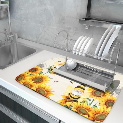Bee Gnomes Dish Drying Mat (24" x 18")