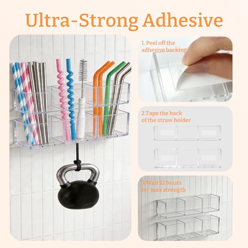 2 Pack Small Acrylic Straw Holder for Cabinet Door (Small / Transparent)