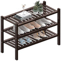 3 Tier (Thick) Bamboo Shoe Rack for Closet Free Standing Wood Shoe Shelf for Entryway Small Space Stackable 27"x12"x21" (Black Brown) (Brown / 3 Tier(Thick))