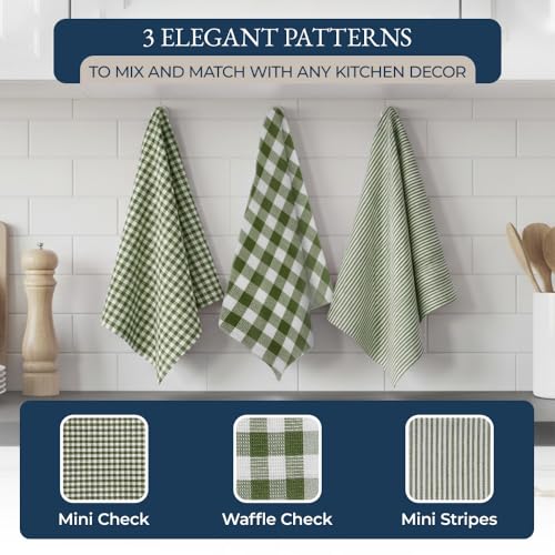 Kitchen Towel and Pot Holder Sets 20 Pc (Kitchen Linen Set of 20 / 01: Olive)
