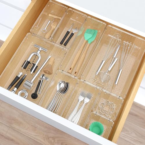 23 PCS Plastic Drawer Organizers Set (Clear / 23 PCS)
