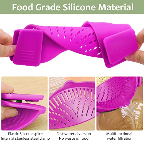 Clip on Strainer for Pots Pan Pasta (Purple)