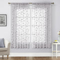 Light Grey Sheer Curtains Vine Embroidered (52"W x 63"L (Pack of 2) / Vine Light Grey)